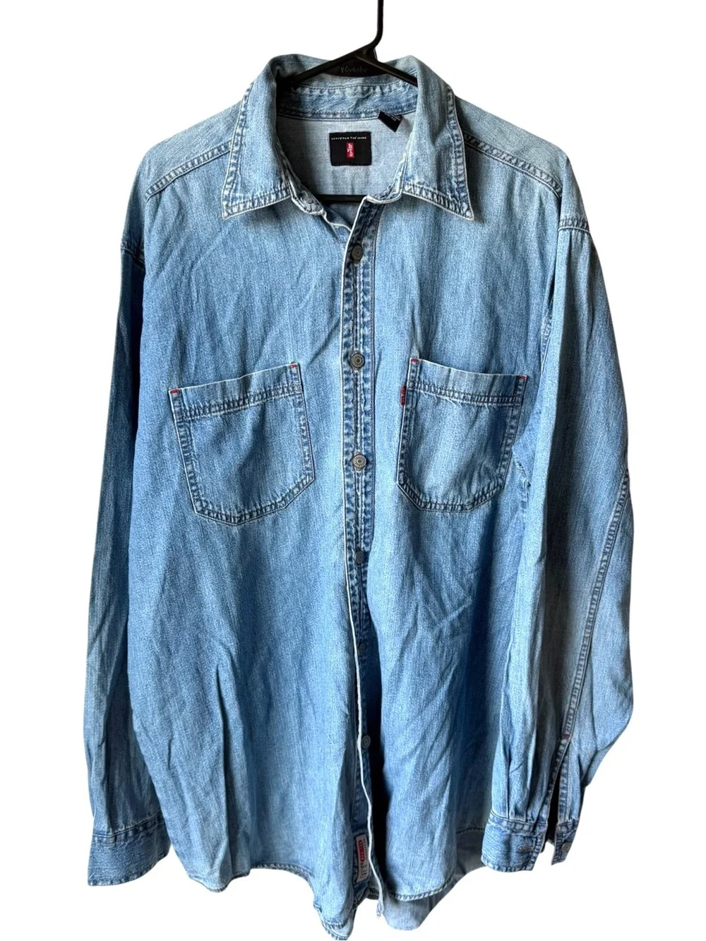 Levi’s Red Tab Denim Button Up Shirt Men’s L Oversized Vintage 90s Grunge